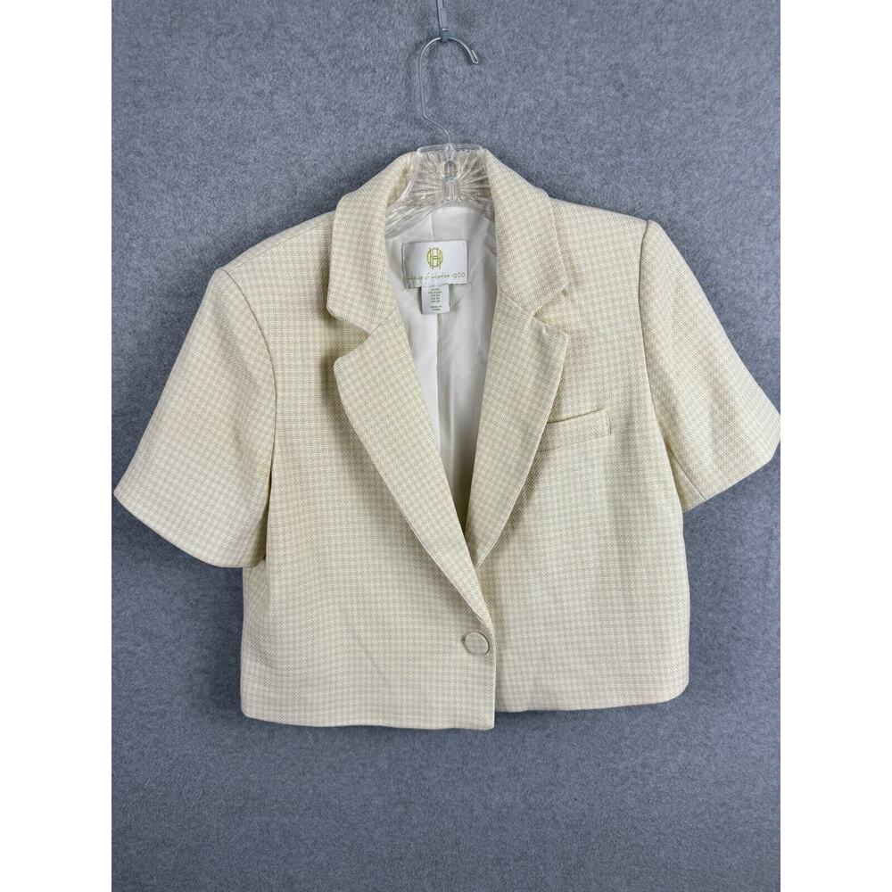 House Of Harlow 1960 Cropped Blazer Women's XS Cream Tweed Career Professional